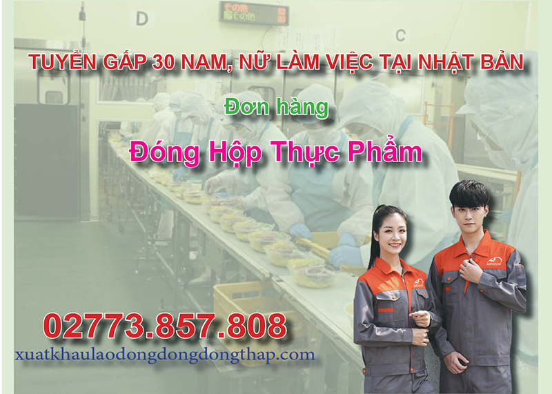 Tuyển gấp 30 nam, nữ làm việc tại Nhật Bản đơn hàng đóng hộp thực phẩm