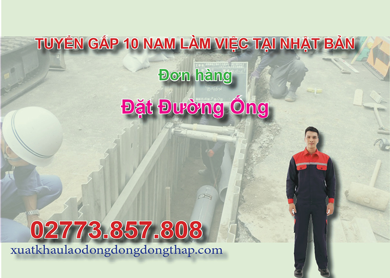 Tuyển gấp 10 nam làm việc tại Nhật Bản đơn hàng đặt đường ống