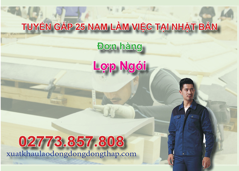 Tuyển gấp 25 nam làm việc tại Nhật Bản đơn hàng lợp ngói