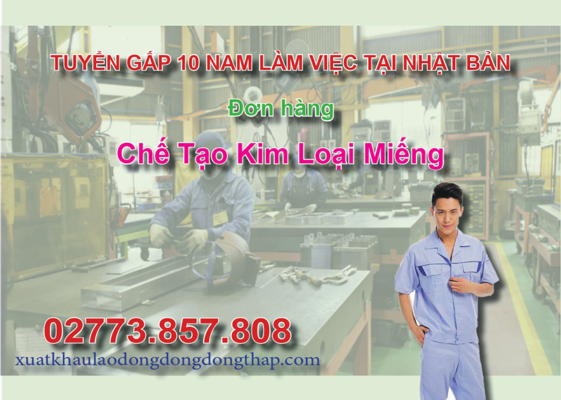 Tuyển gấp 10 nam làm việc tại Nhật Bản đơn hàng chế tạo kim loại miếng