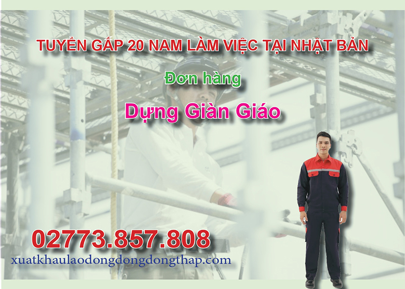 Tuyển gấp 20 nam làm việc tại Nhật Bản đơn hàng dựng giàn giáo