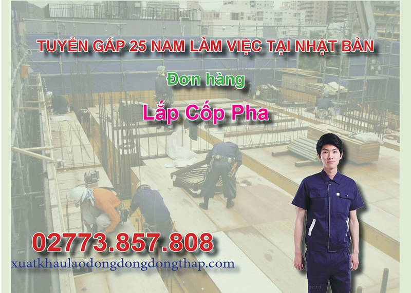 Tuyển gấp 25 nam làm việc tại Nhật Bản đơn hàng lắp cốp pha