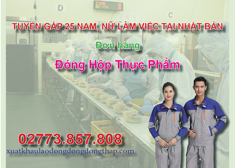 Tuyển gấp 25 nam, nữ làm việc tại Nhật Bản đơn hàng đóng hộp thực phẩm