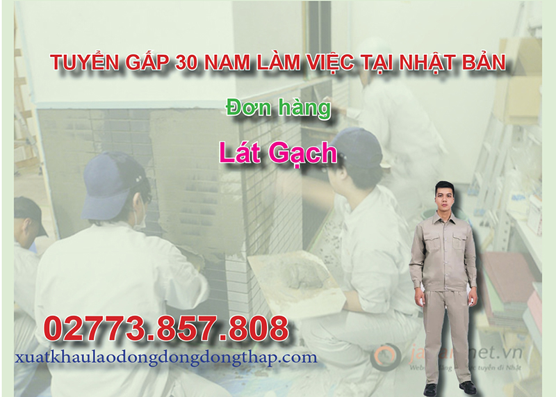 Tuyển gấp 30 nam làm việc tại Nhật Bản đơn hàng lát gạch