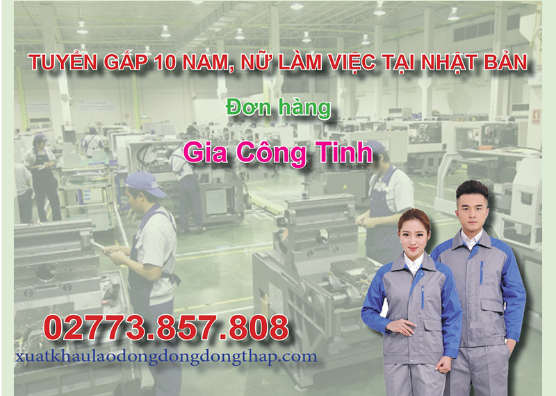 Tuyển gấp 10 nam, nữ làm việc tại Nhật Bản đơn hàng gia công tinh