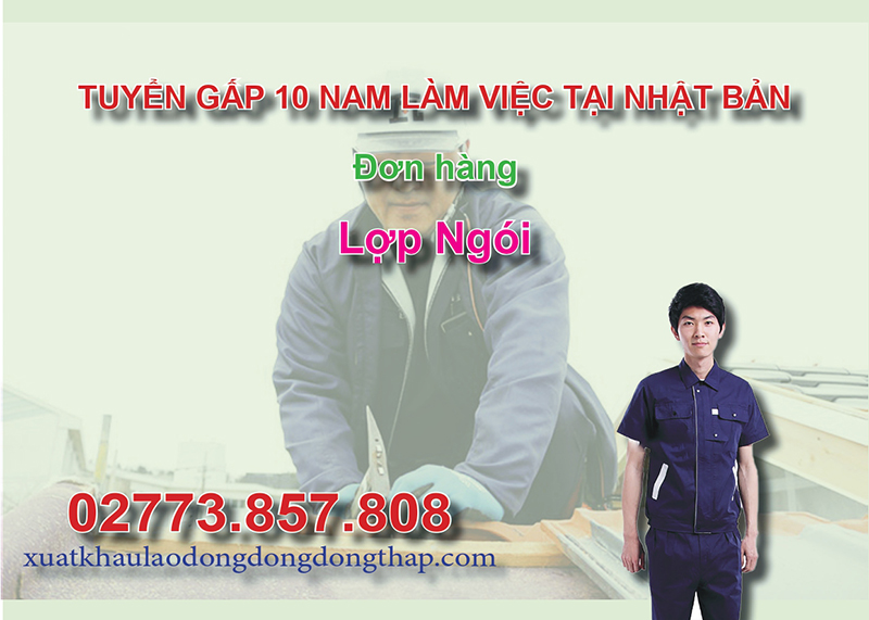 Tuyển gấp 10 nam làm việc tại Nhật Bản đơn hàng lợp ngói