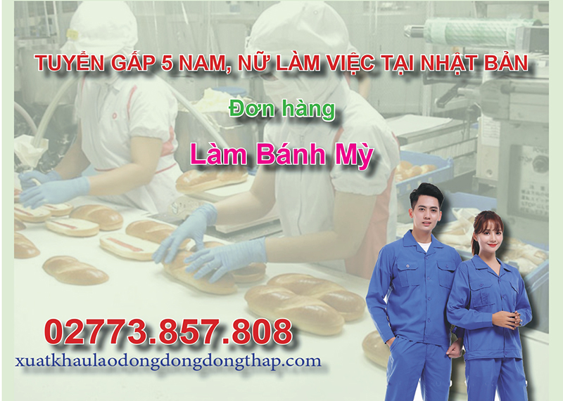 Tuyển gấp 5 nam, nữ làm việc tại Nhật Bản đơn hàng làm bánh mỳ