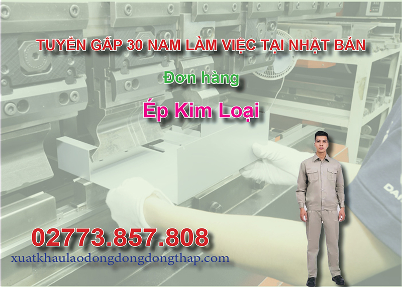 Tuyển gấp 30 nam làm việc tại Nhật Bản đơn hàng ép kim loại