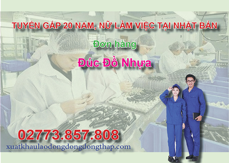 Tuyển gấp 20 nam, nữ làm việc tại Nhật Bản đơn hàng đúc đồ nhựa