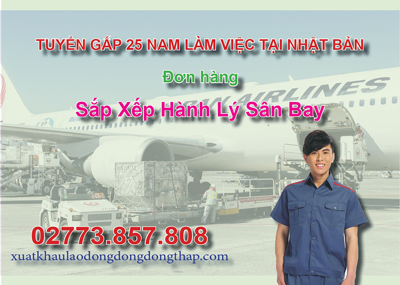 Tuyển gấp 25 nam làm việc tại Nhật Bản đơn hàng sắp xếp hành lý sân bay