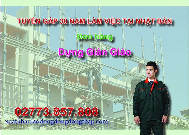 Tuyển gấp 30 nam làm việc tại Nhật Bản đơn hàng dựng giàn giáo