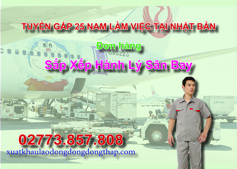 Tuyển gấp 25 nam làm việc tại Nhật Bản đơn hàng sắp xếp hành lý sân bay
