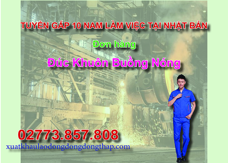 Tuyển gấp 10 nam làm việc tại Nhật Bản đơn hàng đúc khuôn buồng nóng