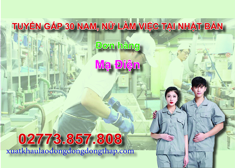 Tuyển gấp 30 nam, nữ làm việc tại Nhật Bản đơn hàng mạ điện
