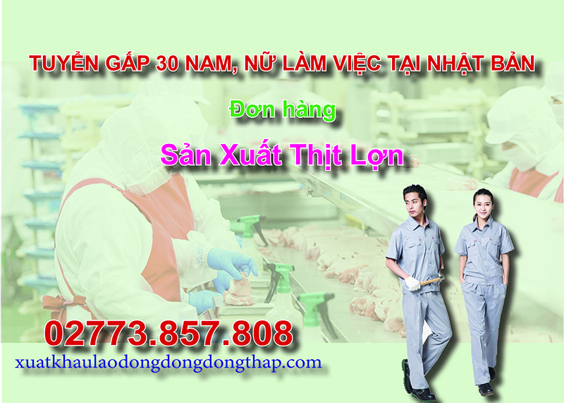 Tuyển gấp 30 nam, nữ làm việc tại Nhật Bản đơn hàng sản xuất thịt lợn