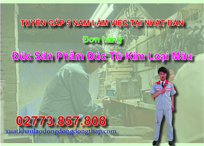 Tuyển gấp 5 nam làm việc tại Nhật Bản đơn hàng đúc sản phẩm đúc từ kim loại màu