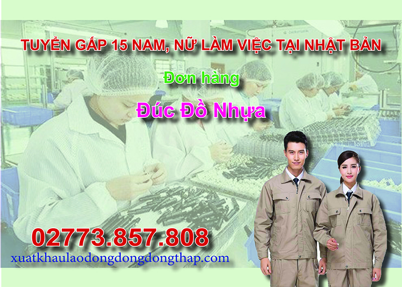 Tuyển gấp 15 nam, nữ làm việc tại Nhật Bản đơn hàng đúc đồ nhựa