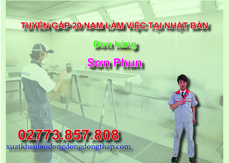 Tuyển gấp 20 nam làm việc tại Nhật Bản đơn hàng sơn phun