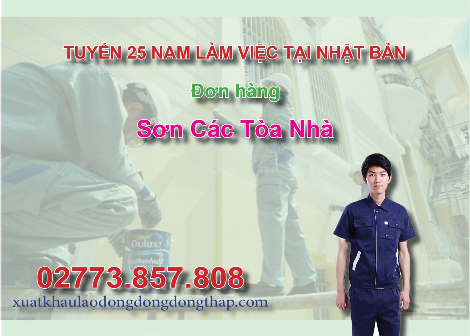 Tuyển 25 nam làm việc tại Nhật Bản đơn hàng sơn các tòa nhà