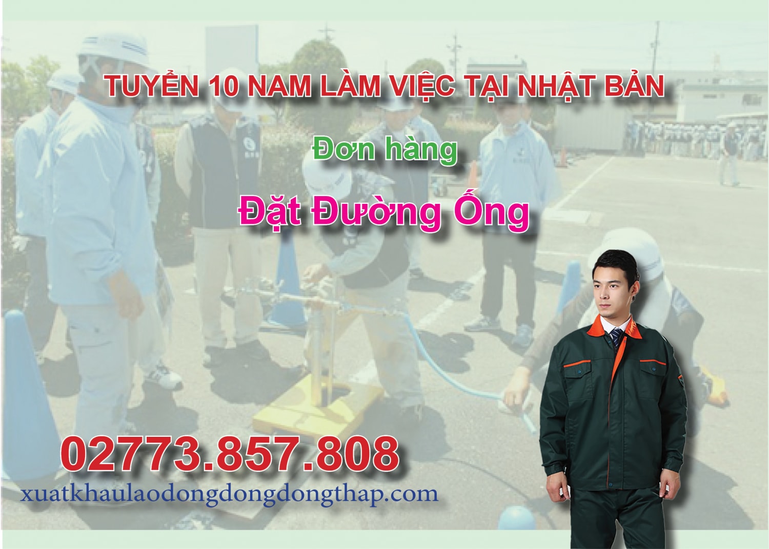 Tuyển 10 nam làm việc tại Nhật Bản đơn hàng đặt đường ống