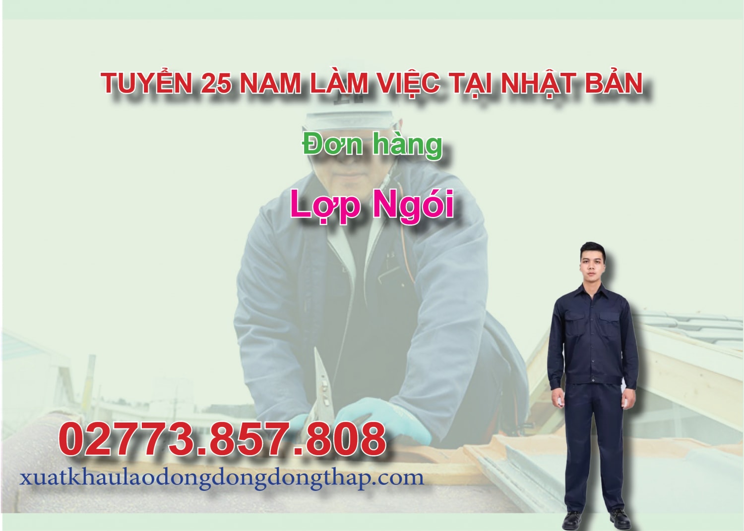 Tuyển 25 nam làm việc tại Nhật Bản đơn hàng lợp ngói
