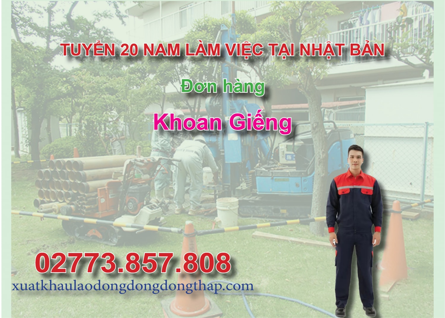 Tuyển 20 nam làm việc tại Nhật Bản đơn hàng khoan giếng