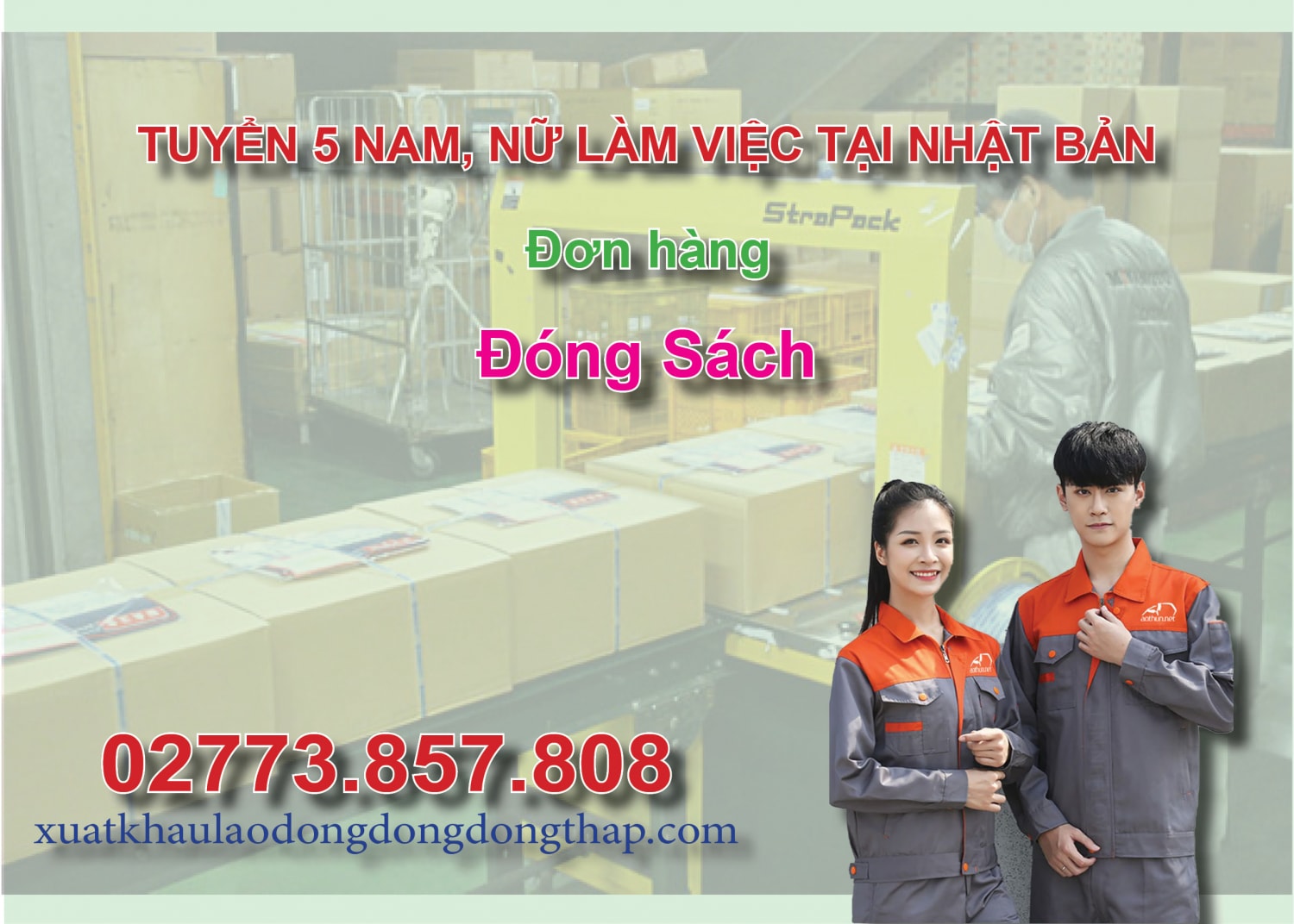 Tuyển 5 nam, nữ làm việc tại Nhật Bản đơn hàng đóng sách