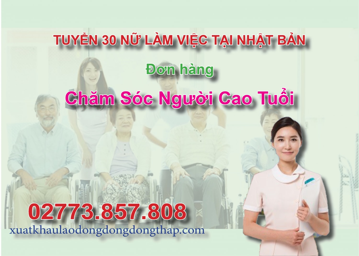 Tuyển 30 nữ làm việc tại Nhật Bản đơn hàng chăm sóc người cao tuổi