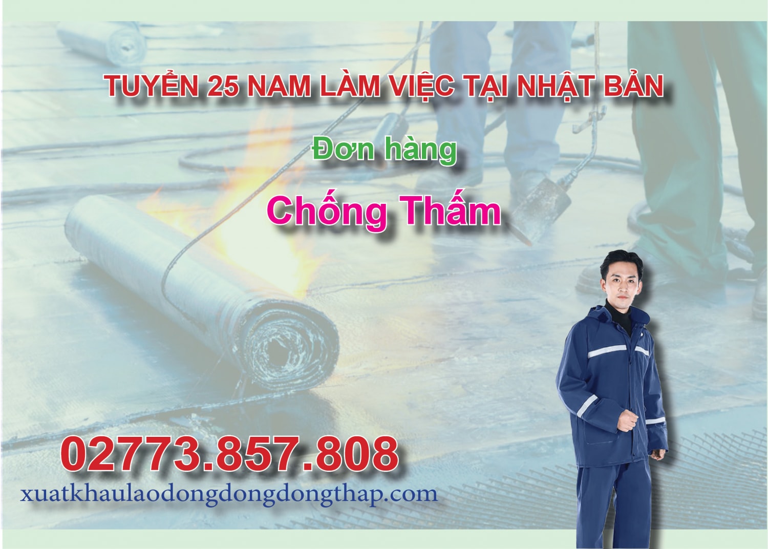 Tuyển 25 nam làm việc tại Nhật Bản đơn hàng chống thấm