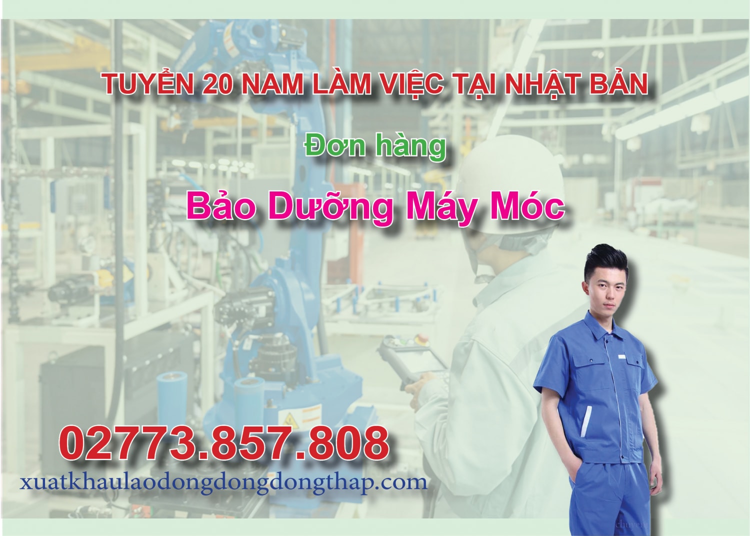 Tuyển 20 nam làm việc tại Nhật Bản đơn hàng bảo dưỡng máy móc
