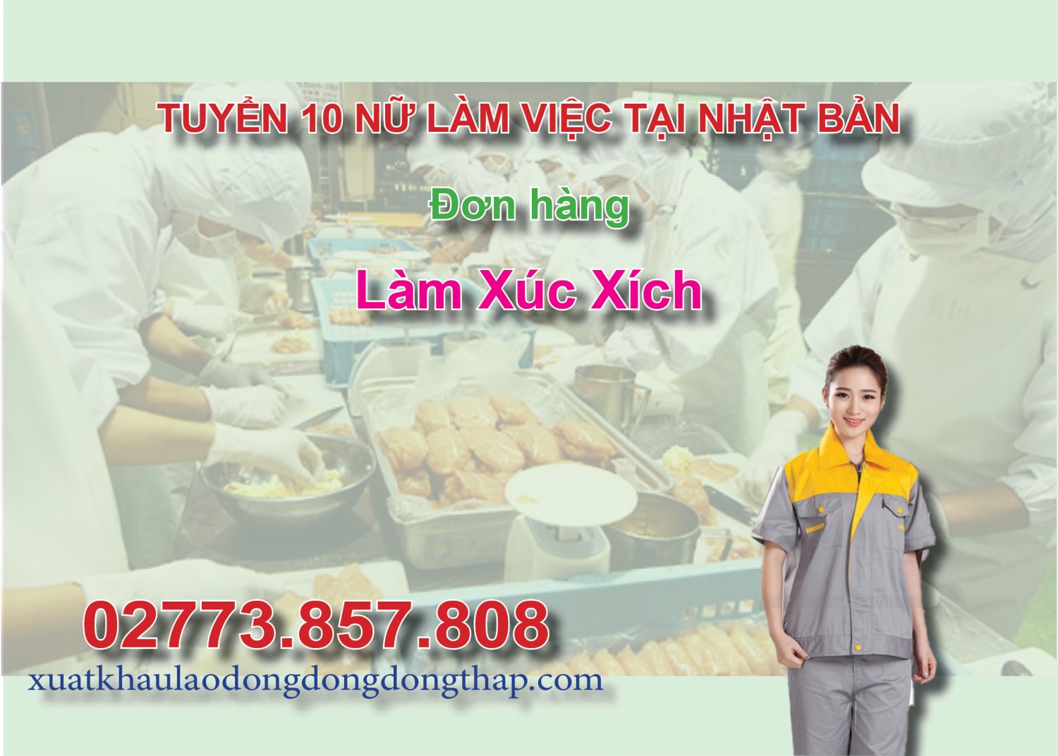 Tuyển 10 nữ làm việc tại Nhật Bản đơn hàng làm xúc xích