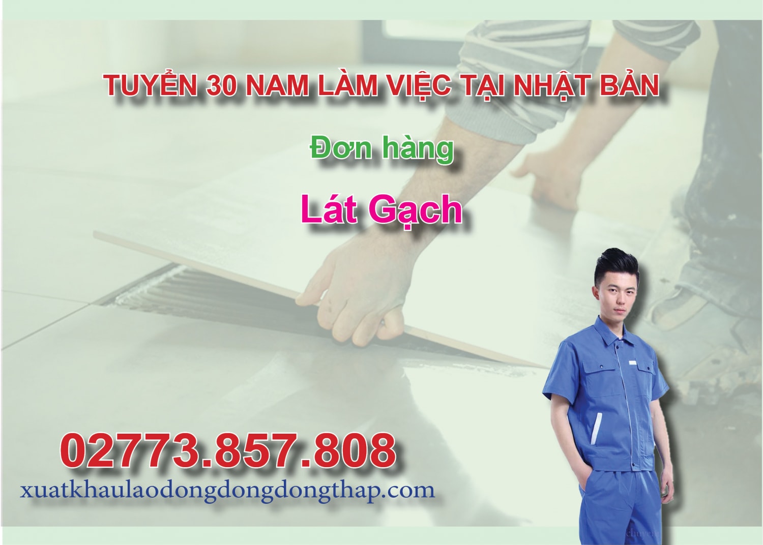 Tuyển 30 nam làm việc tại Nhật Bản đơn hàng lát gạch