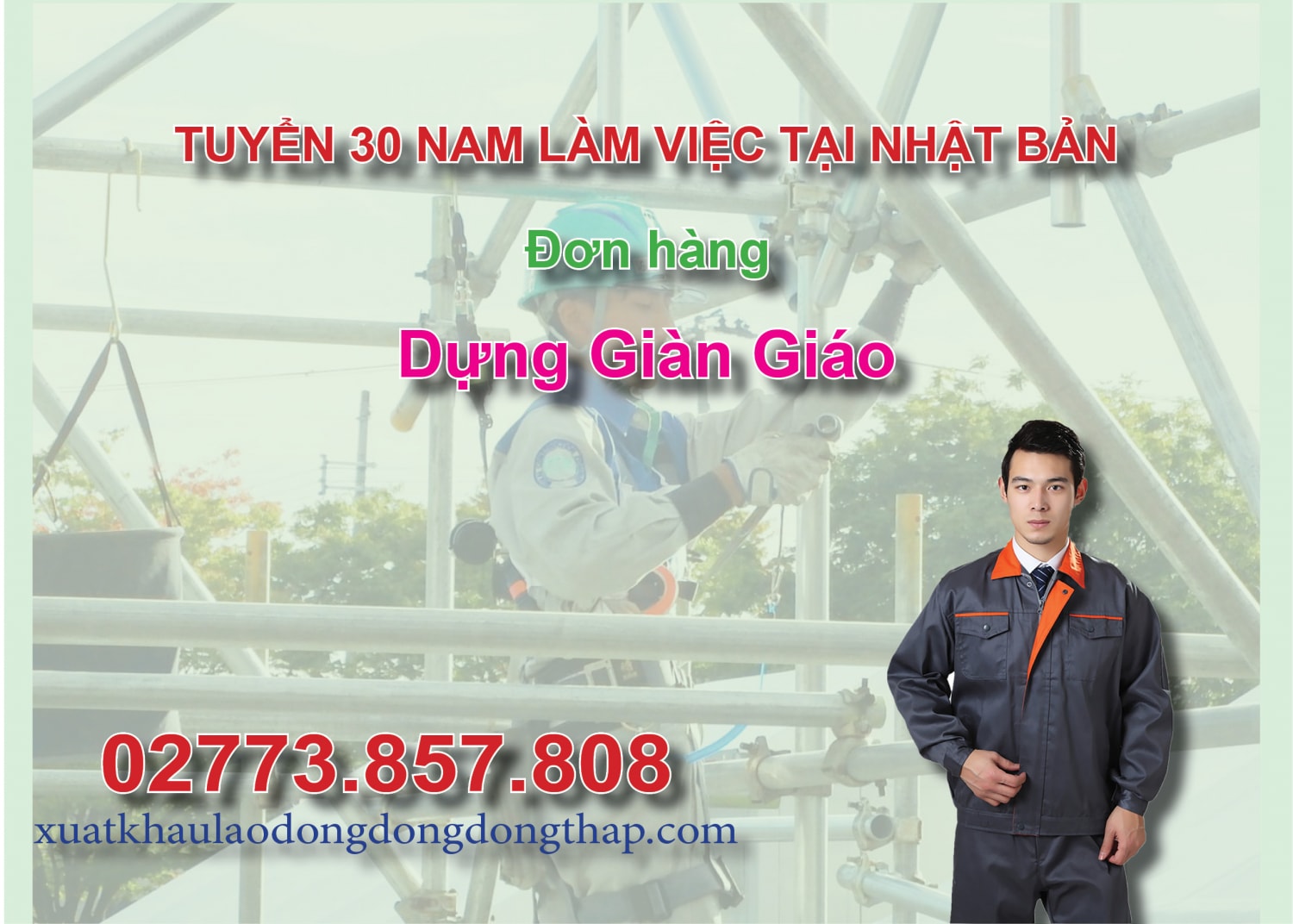 Tuyển 30 nam làm việc tại Nhật Bản đơn hàng dựng giàn giáo