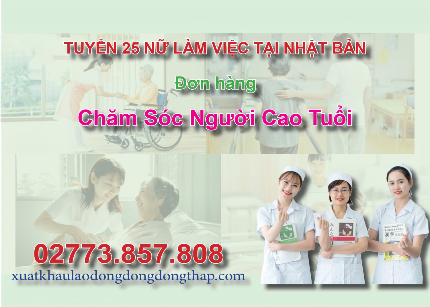 Tuyển 25 nữ làm việc tại Nhật Bản đơn hàng chăm sóc người cao tuổi