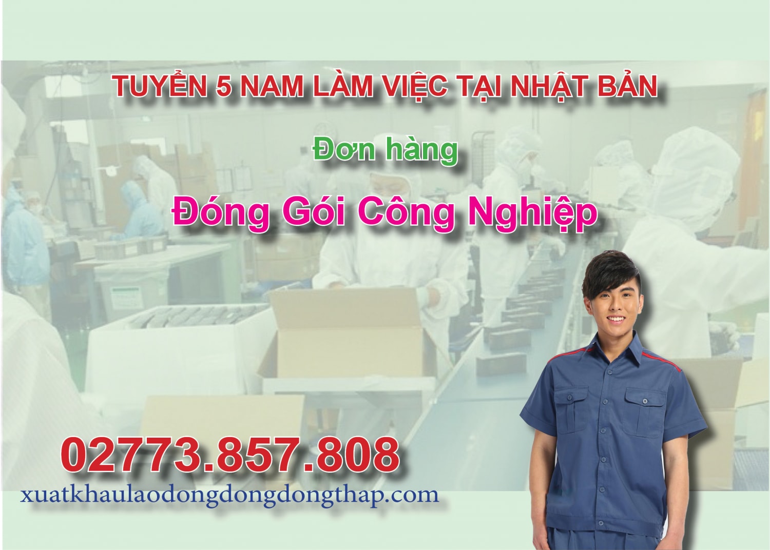 Tuyển 5 nam làm việc tại Nhật Bản đơn hàng đóng gói công nghiệp