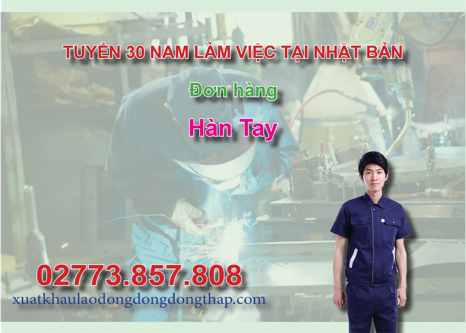 Tuyển 30 nam làm việc tại Nhật Bản đơn hàng hàn tay