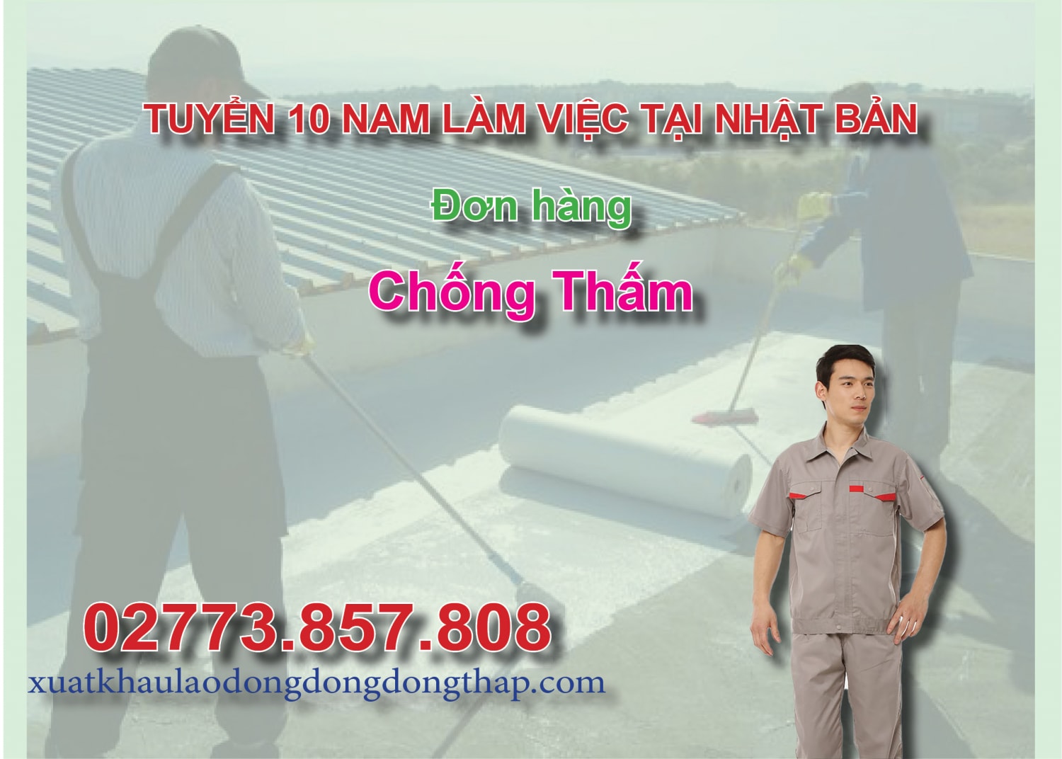 Tuyển 10 nam làm việc tại Nhật Bản đơn hàng chống thấm