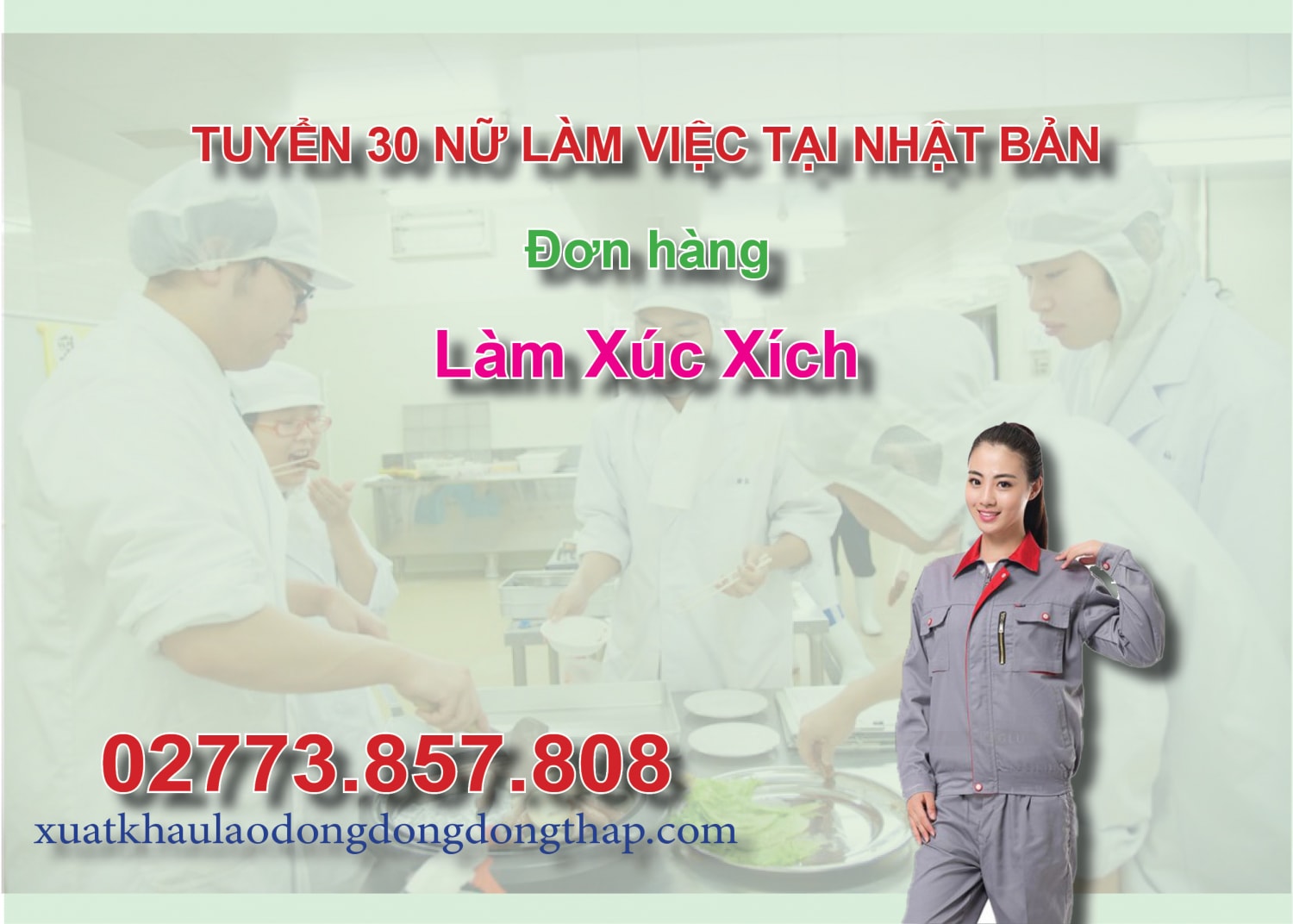 Tuyển 30 nữ làm việc tại Nhật Bản đơn hàng làm xúc xích