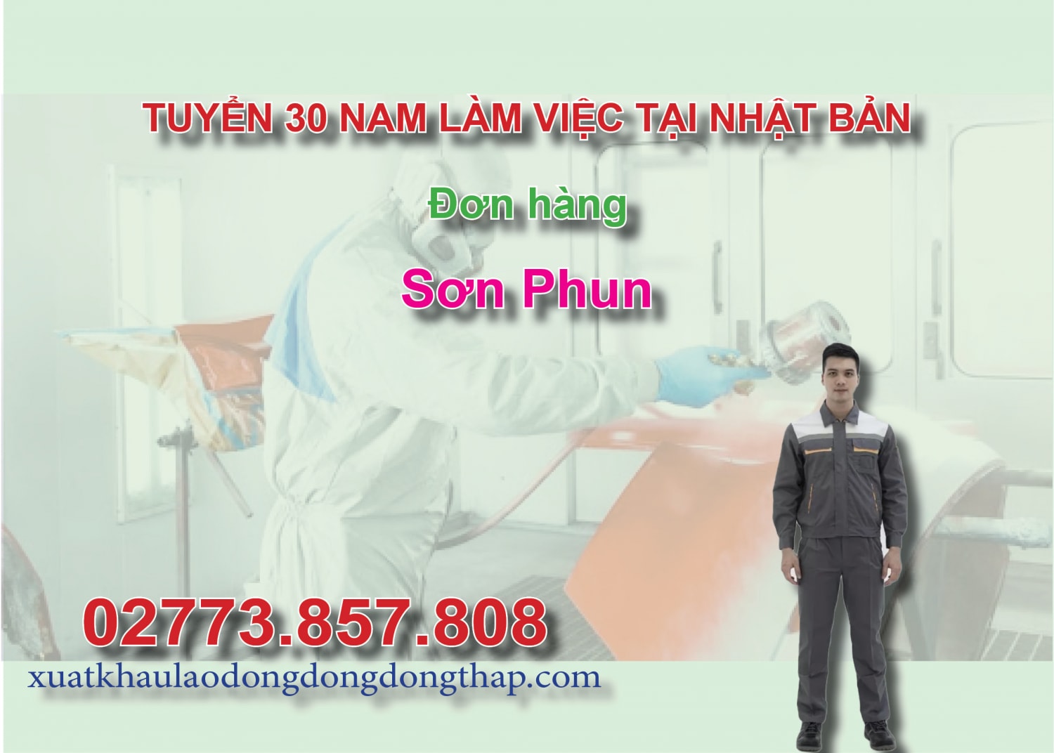 Tuyển 30 nam làm việc tại Nhật Bản đơn hàng sơn phun