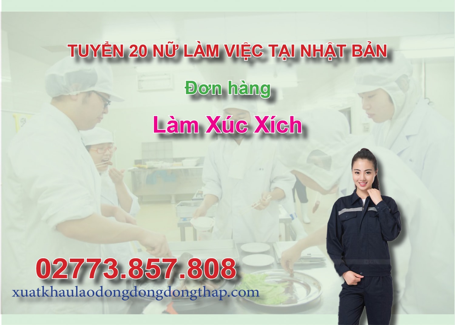 Tuyển 20 nữ làm việc tại Nhật Bản đơn hàng làm xúc xích