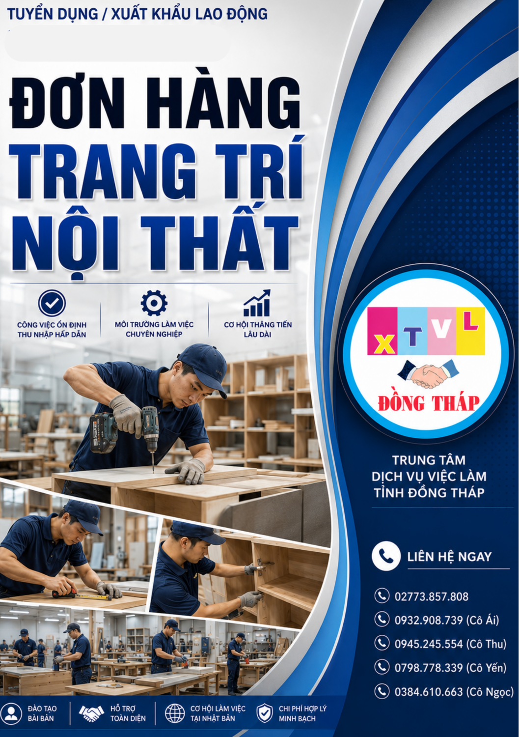Tuyển gấp 20 nam làm việc tại Nhật Bản đơn hàng Trang trí nội thất