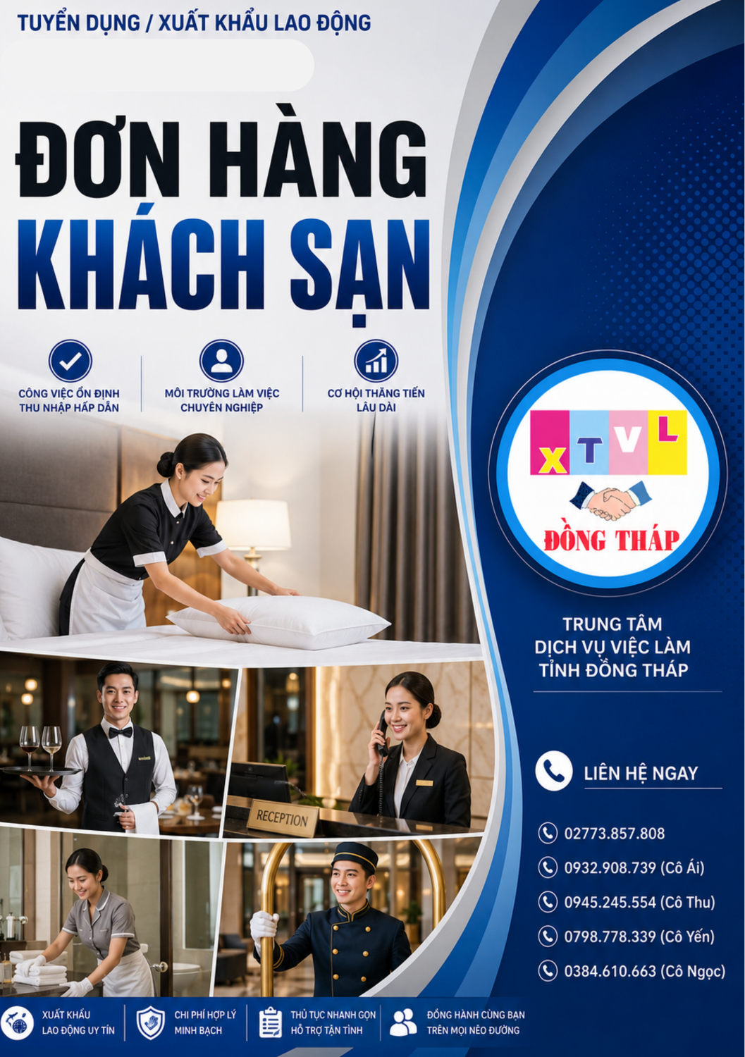 Tuyển gấp 10 nữ làm việc tại Nhật Bản đơn hàng Khách sạn