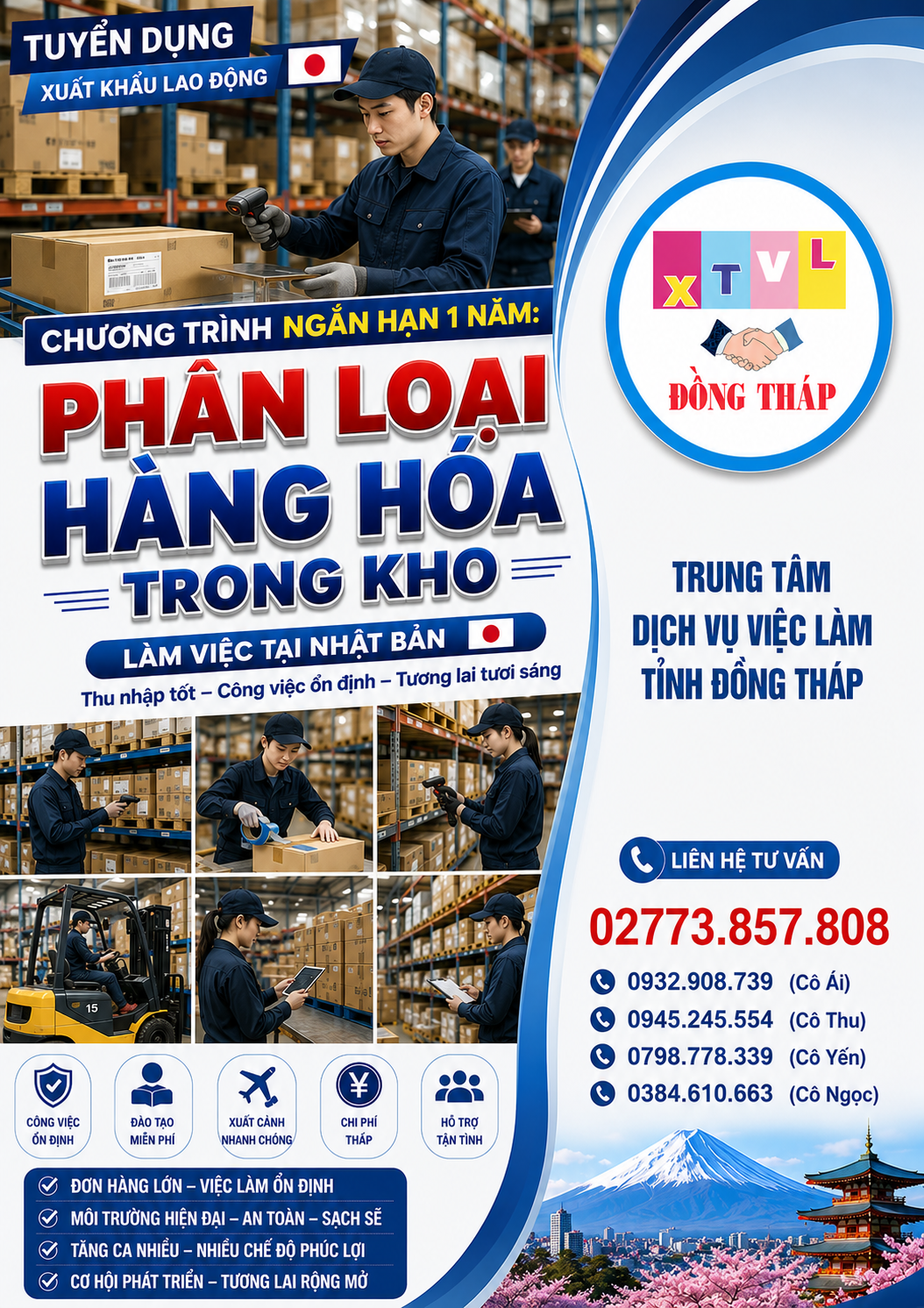 Tuyển gấp 30 nữ làm việc tại Nhật Bản đơn hàng Phân loại thực phẩm trong kho