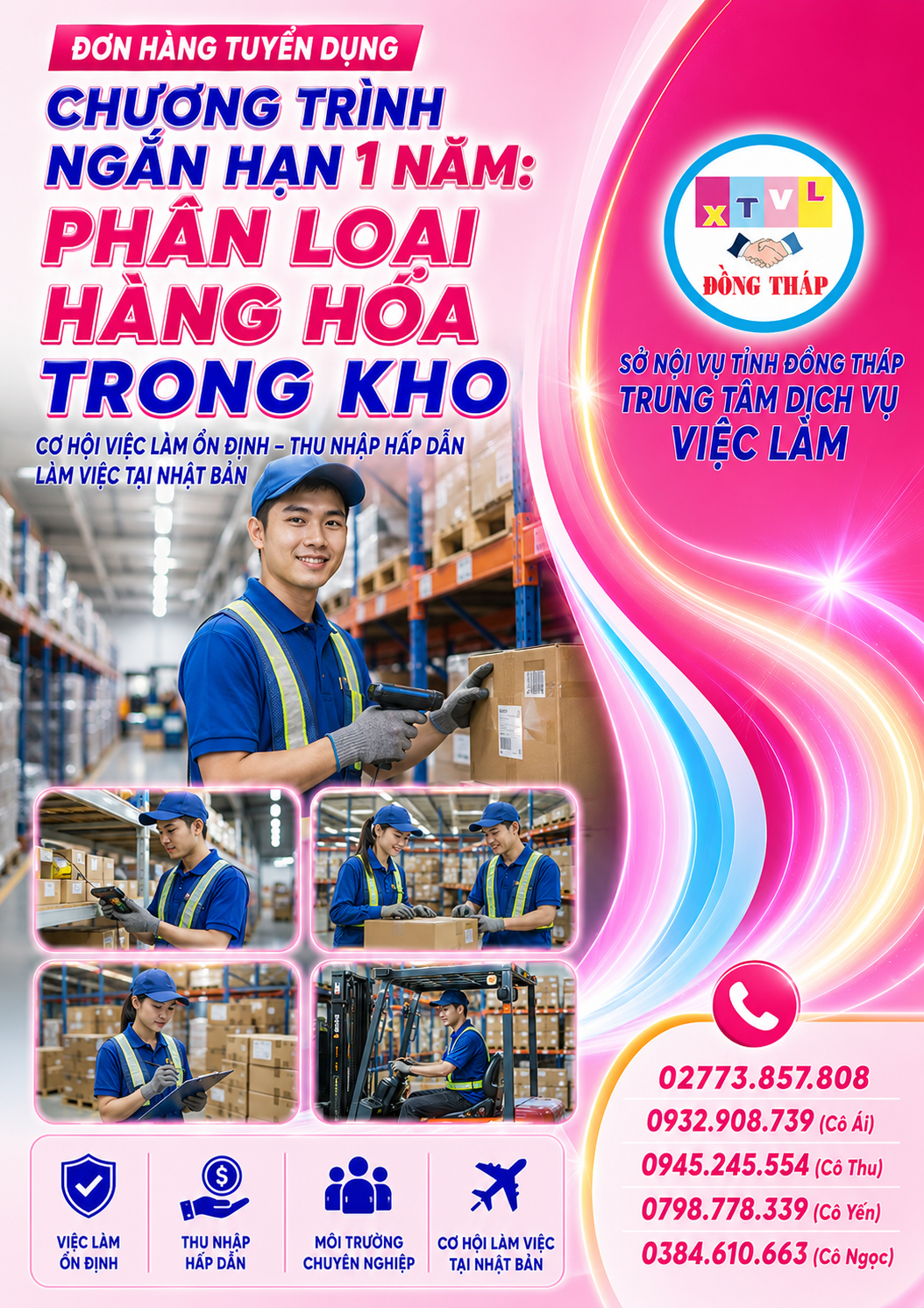 Tuyển gấp 30 nữ làm việc tại Nhật Bản đơn hàng Phân loại thực phẩm trong kho