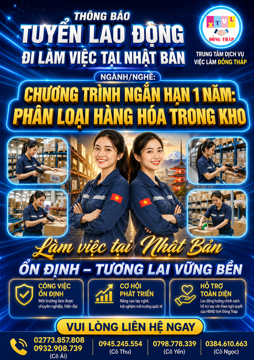 Tuyển gấp 30 nữ làm việc tại Nhật Bản đơn hàng Phân loại thực phẩm trong kho