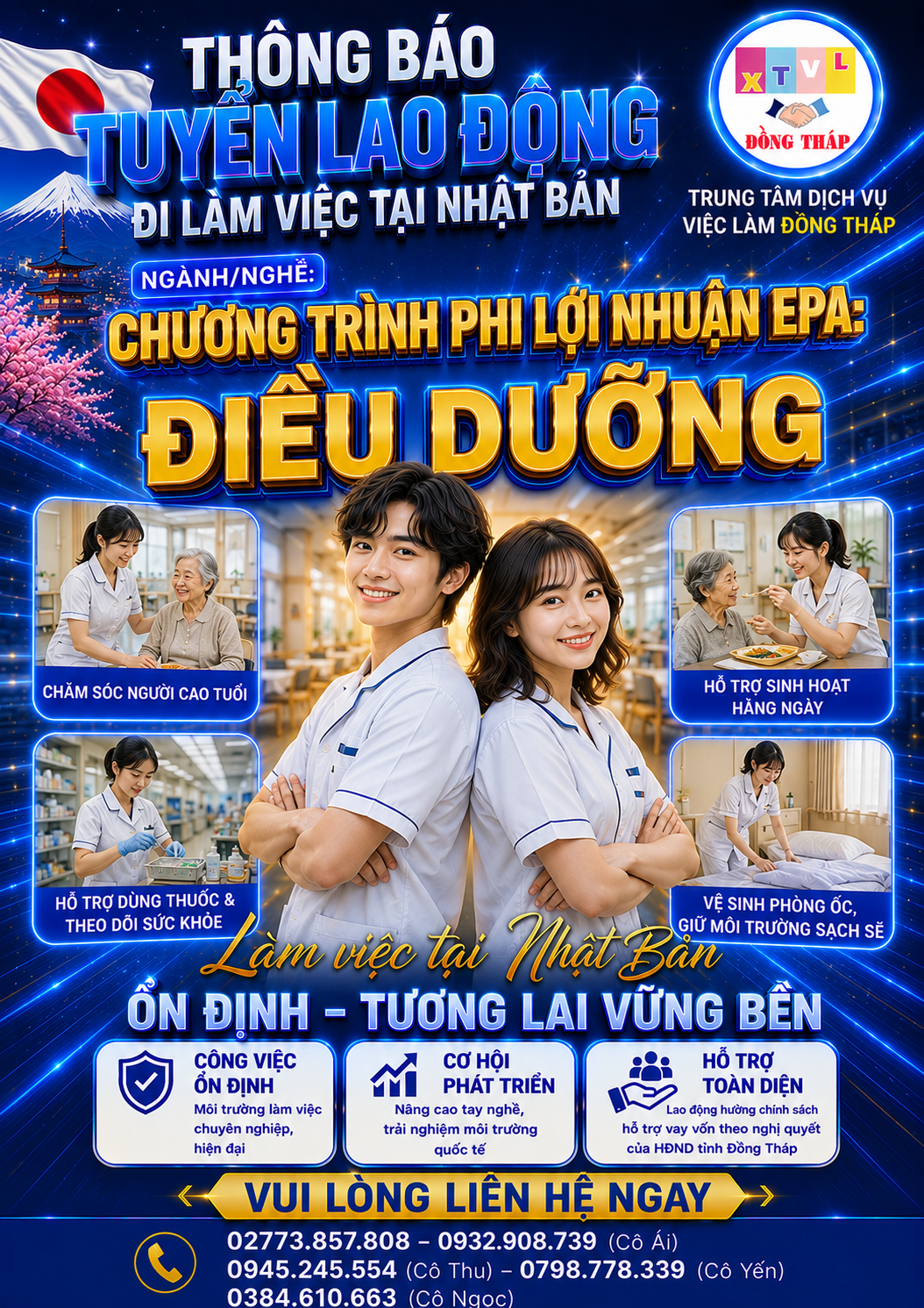 Tuyển gấp 60 nam nư làm việc tại Nhật chương trình EPA đơn hàng Nhân viên chăm sóc và ứng viên điều dưỡng
