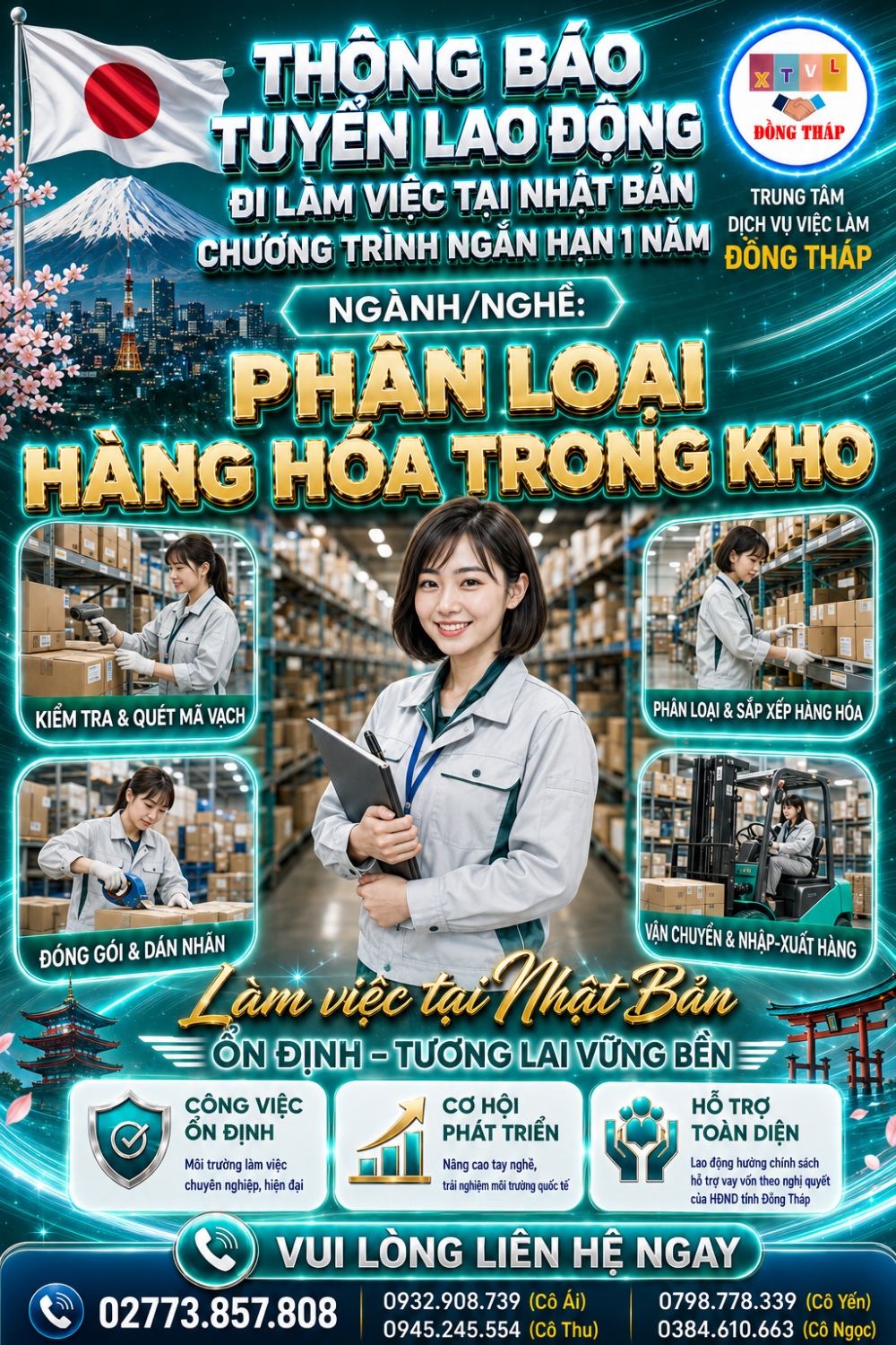 Tuyển gấp  30 nữ làm việc tại Nhật Bản đơn hàng Phân loại thực phẩm trong kho