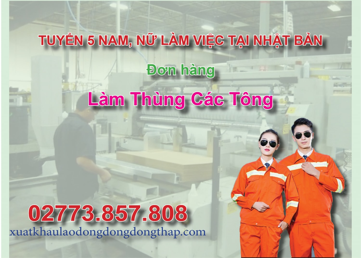 Tuyển 5 nam, nữ làm việc tại Nhật Bản đơn hàng làm thùng các tông