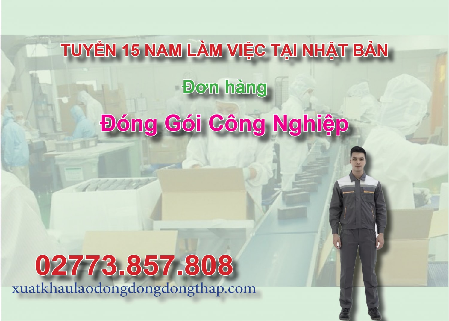 Tuyển 15 nam làm việc tại Nhật Bản đơn hàng đóng gói công nghiệp