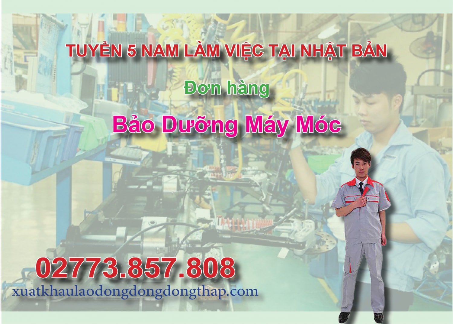 Tuyển 5 nam làm việc tại Nhật Bản đơn hàng bảo dưỡng máy móc